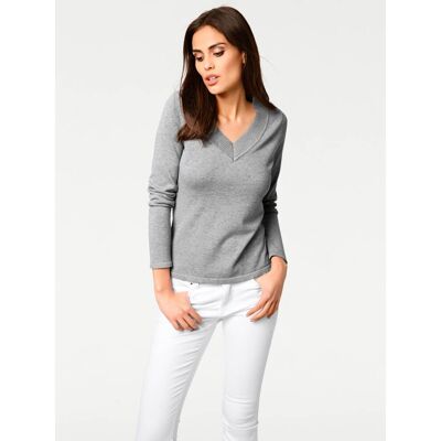 heine V-Ausschnitt-Pullover grau-melange 44 female heine V-Ausschnitt-Pullover grau-melange 44 female