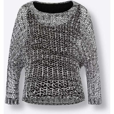 heine 2-in-1-Pullover schwarz-weiß-meliert 48 female heine 2-in-1-Pullover schwarz-weiß-meliert 48 female