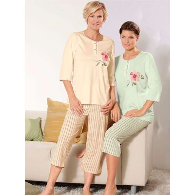 ASCAFA Baumwoll-Pyjamas - Apricot, Lind - 3/4-Ärmel - Homewear-Set ASCAFA Baumwoll-Pyjamas - Apricot, Lind - 3/4-Ärmel - Homewear-Set