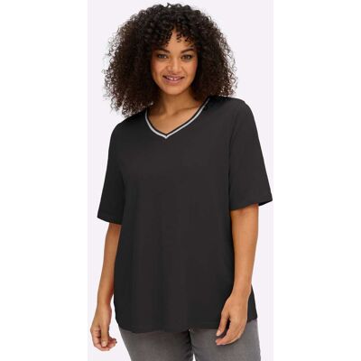 sheego V-Shirt schwarz 44/46 female sheego V-Shirt schwarz 44/46 female