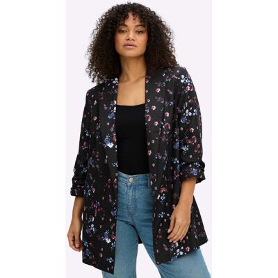 sheego Blazer schwarz-koralle-bedruckt 56 female sheego Blazer schwarz-koralle-bedruckt 56 female