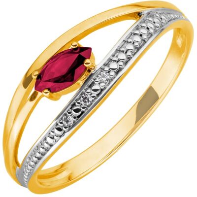 Gult Gold 375 - Damen Ring Gr. 18 mit Rubin & Brillanten Gult Gold 375 - Damen Ring Gr. 18 mit Rubin & Brillanten
