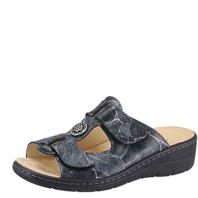 Belvida Pantolette blau-bedruckt 36 female Belvida Pantolette blau-bedruckt 36 female