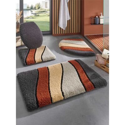 Hagemann Badeteppich terra-anthrazit-gemustert 70x120 cm - Badematte unisex Hagemann Badeteppich terra-anthrazit-gemustert 70x120 cm - Badematte unisex