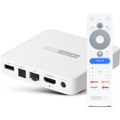 Homatics Box R Lite V2 Google TV Mediaplayer Weiß 4K UHD, 5GHz WiFi, Bluetooth, Sprachfernbedienung Homatics Box R Lite V2 Google TV Mediaplayer Weiß 4K UHD, 5GHz WiFi, Bluetooth, Sprachfernbedienung