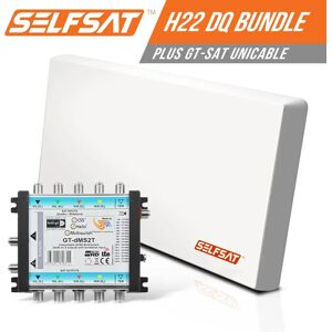 I DO IT Selfsat H22DQ 32 TV Teilnehmer SAT Flachantenne FLAT + Unicable-Multiswitch FULL HD 4K