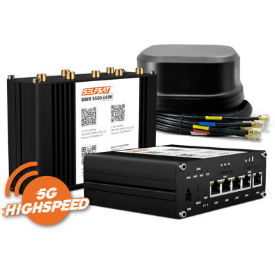 SELFSAT MWR 5550 eSIM 5G Cat 19 WLAN Router bis 3,3 Gbps inkl. SATCO 5G Antenne schwarz SELFSAT MWR 5550 eSIM 5G Cat 19 WLAN Router bis 3,3 Gbps inkl. SATCO 5G Antenne schwarz