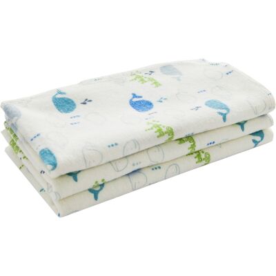 HANS NATUR Moltontücher Bio-Baumwolle 3er Set, 40 x 40 cm Wale HANS NATUR Moltontücher Bio-Baumwolle 3er Set, 40 x 40 cm Wale