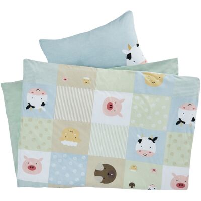 HANS NATUR Kinderbettwäsche zum Wenden Bio-Baumwolle Jersey Patchwork Bauernhof Bettbezug 135 x 200 cm, Kissen 40 x 80 cm HANS NATUR Kinderbettwäsche zum Wenden Bio-Baumwolle Jersey Patchwork Bauernhof Bettbezug 135 x 200 cm, Kissen 40 x 80 cm
