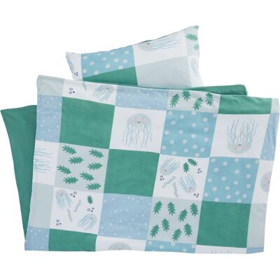 HANS NATUR - Kinderbettwäsche - Patchwork Qualle - 100x135 cm - Bettwäsche-Set HANS NATUR - Kinderbettwäsche - Patchwork Qualle - 100x135 cm - Bettwäsche-Set