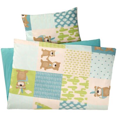HANS NATUR Kinderbettwäsche Bio-Baumwolle Patchwork Bär Bettbezug 100 x 135 cm, Kissen 40 x 60 cm HANS NATUR Kinderbettwäsche Bio-Baumwolle Patchwork Bär Bettbezug 100 x 135 cm, Kissen 40 x 60 cm