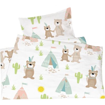 HANS NATUR Kinderbettwäsche Bio-Baumwolle Jersey Indianerbären Bettbezug 135 x 200 cm, Kissen 40 x 80 cm HANS NATUR Kinderbettwäsche Bio-Baumwolle Jersey Indianerbären Bettbezug 135 x 200 cm, Kissen 40 x 80 cm