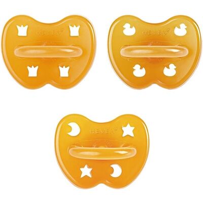 HEVEA Probierset 3er-Pack Schnuller, classic kiefergerecht, rund, sym., ab 0 M., Naturkaut HEVEA Probierset 3er-Pack Schnuller, classic kiefergerecht, rund, sym., ab 0 M., Naturkaut