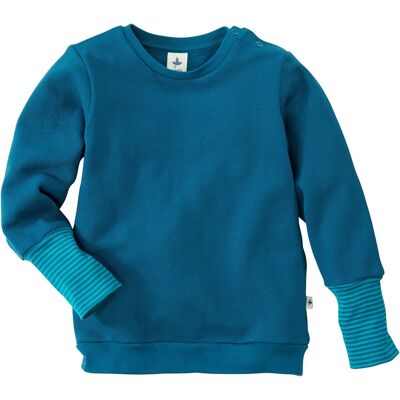Leela Cotton Kinder Pullover Piqué tiefblau-grün Gr.86/92 Leela Cotton Kinder Pullover Piqué tiefblau-grün Gr.86/92