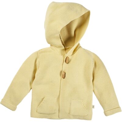 HANS NATUR Kinder Strickjacke mit Kapuze Bio-Baumwolle gelb melange Gr. 98/104 HANS NATUR Kinder Strickjacke mit Kapuze Bio-Baumwolle gelb melange Gr. 98/104