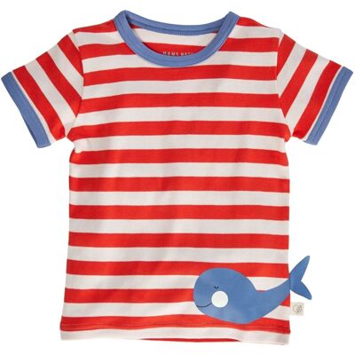 HANS NATUR Kinder T-Shirt Bio-Baumwolle Wal rot-off white Gr.86/92 HANS NATUR Kinder T-Shirt Bio-Baumwolle Wal rot-off white Gr.86/92