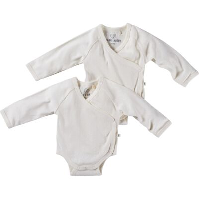 HANS NATUR Baby Wickelbody Langarm Bio-Baumwolle 2er Set off white Gr. 86/92 HANS NATUR Baby Wickelbody Langarm Bio-Baumwolle 2er Set off white Gr. 86/92