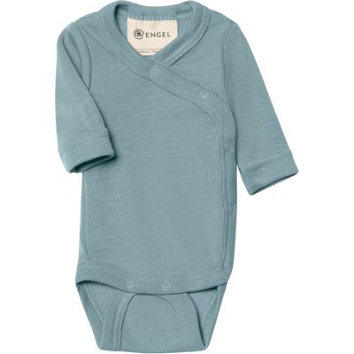 Engel Natur Frühchen und Baby Wickelbody Wolle Seide Langarm bergblau Gr. 50 Engel Natur Frühchen und Baby Wickelbody Wolle Seide Langarm bergblau Gr. 50