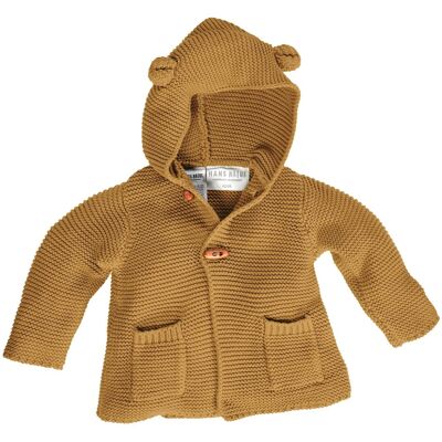 HANS NATUR Baby und Kinder Strickjacke mit Kapuze Bio-Baumwolle curry Gr.62/68 HANS NATUR Baby und Kinder Strickjacke mit Kapuze Bio-Baumwolle curry Gr.62/68