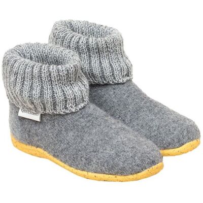 Gottstein Kinder Hausschuhe Hüttenschuhe Wollwalk Gummi-Kork Sohle grau melange Gr.24 Gottstein Kinder Hausschuhe Hüttenschuhe Wollwalk Gummi-Kork Sohle grau melange Gr.24