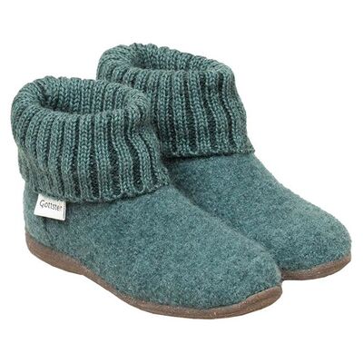 Gottstein Kinder Hausschuhe Hüttenschuhe Wollwalk Gummi-Kork Sohle oceangreen Gr.26 Gottstein Kinder Hausschuhe Hüttenschuhe Wollwalk Gummi-Kork Sohle oceangreen Gr.26