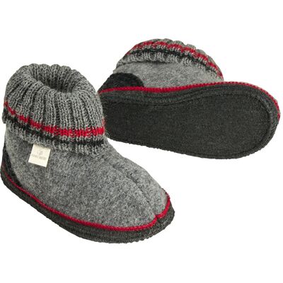 HANS NATUR Kinder Hausschuhe Hüttenschuhe grau-rot Gr.23 HANS NATUR Kinder Hausschuhe Hüttenschuhe grau-rot Gr.23