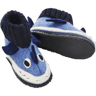 HANS NATUR Kinder Hausschuhe Hüttenschuhe Hai blau Gr.27 HANS NATUR Kinder Hausschuhe Hüttenschuhe Hai blau Gr.27