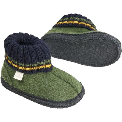 HANS NATUR Kinder Hausschuhe Hüttenschuhe olive-marine Gr.24 HANS NATUR Kinder Hausschuhe Hüttenschuhe olive-marine Gr.24