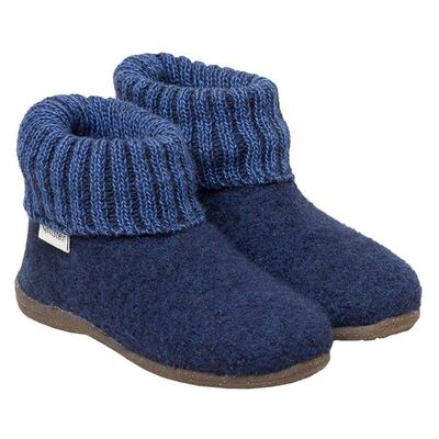 Gottstein Kinder Hausschuhe Hüttenschuhe Wollwalk Gummi-Kork Sohle inkblue Gr.24 Gottstein Kinder Hausschuhe Hüttenschuhe Wollwalk Gummi-Kork Sohle inkblue Gr.24