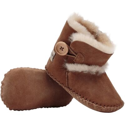 Hofbrucker Babyschuhe Lammfell, Velourleder, braun Größe 16/17 Hofbrucker Babyschuhe Lammfell, Velourleder, braun Größe 16/17