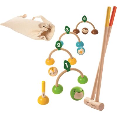PlanToys Kinder Krocket Spiel aus Kautschukholz Maße 51,6 x 3,8 x 7,8 cm PlanToys Kinder Krocket Spiel aus Kautschukholz Maße 51,6 x 3,8 x 7,8 cm