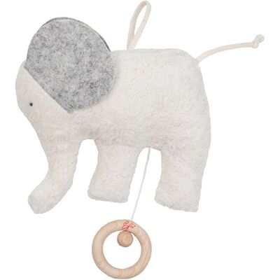 Efie Spieluhr Elefant Bio Baumwolle, Füllung 100% Bio Schurwolle 16 cm, graue Ohren Efie Spieluhr Elefant Bio Baumwolle, Füllung 100% Bio Schurwolle 16 cm, graue Ohren
