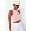 Trendyol Collection Dried Rose Seamless/seamless Crop Acid Washed Neckholder-strick-sportoberteil/bluse für Damen - XS/S