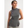 NA-KD Bluse Grau Figurbetont für Damen - 2XS