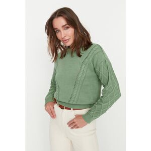 Trendyol Collection Mintfarbener Durchbrochener Strickpullover für Damen - M