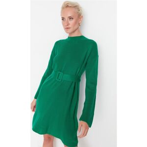 Trendyol Collection Grünes, Detailliertes Mini-strickkleid Mit Gürtel für Damen - S