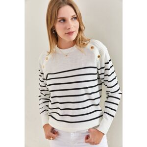 Bianco Lucci Strickpullover Mit Knopfleiste Und Detail An Der Schulter für Damen - One Size