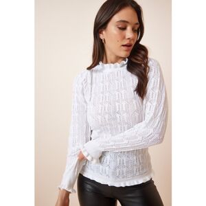 Happiness İstanbul Pullover Weiß Regular Fit für Damen - S/M