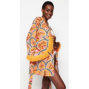 Trendyol Collection Blumengemusterter Mini-kimono Und Kaftan Aus 100 % Baumwolle für Damen - 40