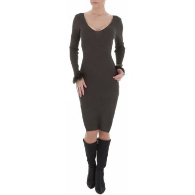 Ital-Design Strickkleid für Damen in Khaki Ital-Design Strickkleid für Damen in Khaki