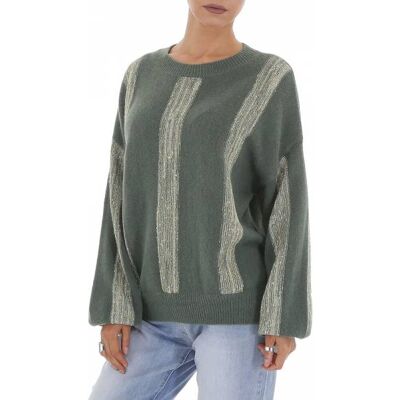 Ital-Design Strickpullover für Damen in Grün und Gold Ital-Design Strickpullover für Damen in Grün und Gold