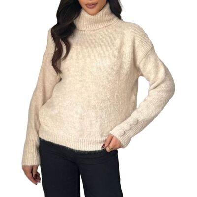 Ital-Design Strickpullover für Damen in Beige Ital-Design Strickpullover für Damen in Beige