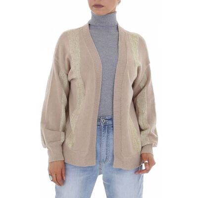 Ital-Design Strickpullover für Damen in Beige und Gold Ital-Design Strickpullover für Damen in Beige und Gold