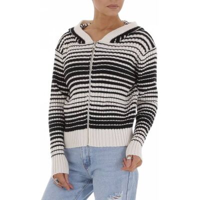 Ital-Design Strickpullover für Damen in Weiß und Schwarz Ital-Design Strickpullover für Damen in Weiß und Schwarz