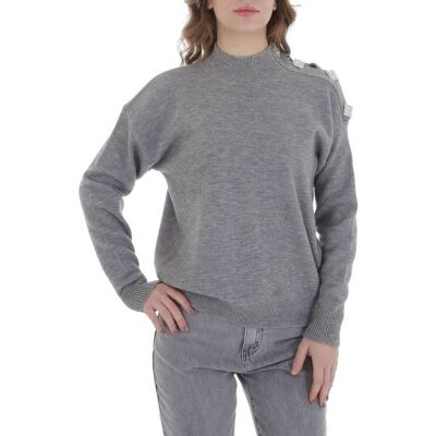 Ital-Design Strickpullover für Damen in Grau Ital-Design Strickpullover für Damen in Grau