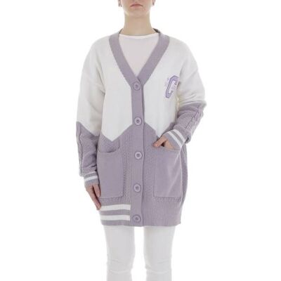 Ital-Design Strickjacke für Damen in Weiß und Lila Ital-Design Strickjacke für Damen in Weiß und Lila