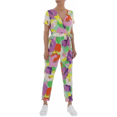 Ital-Design Langer Jumpsuit für Damen in Lila und Rosa Ital-Design Langer Jumpsuit für Damen in Lila und Rosa