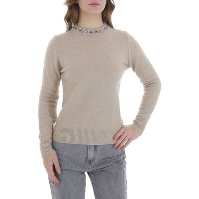 Ital-Design Strickpullover für Damen in Beige Ital-Design Strickpullover für Damen in Beige