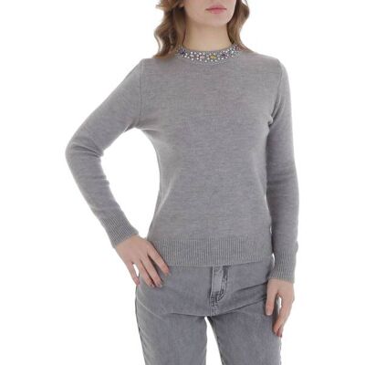 Ital-Design Strickpullover für Damen in Grau Ital-Design Strickpullover für Damen in Grau