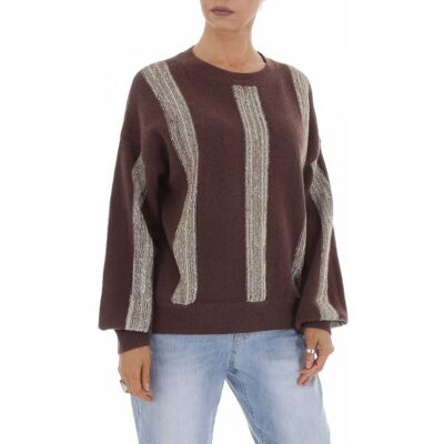 Ital-Design Strickpullover für Damen in Braun und Gold Ital-Design Strickpullover für Damen in Braun und Gold